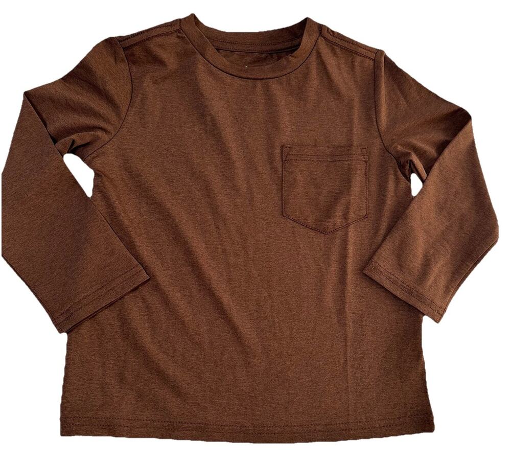 01.Algo Boys Brown Performance Long Sleeve Shirt Moisture Wicking Size 2T NWOT